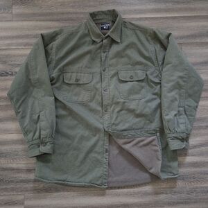 Vintage Olive Army Green Chore Barn Coat Fleece Lined Shacket Size XXL 2X Unisex